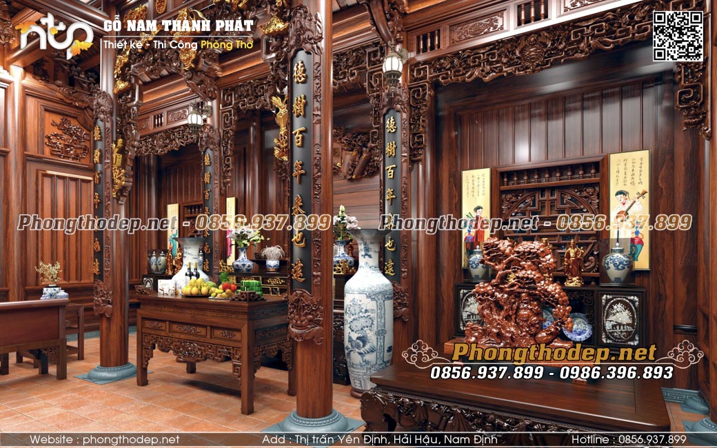 mẫu nội thất nhà gỗ 3 gian đẹp cần lưu ý vị trí đặt theo phong thuỷ